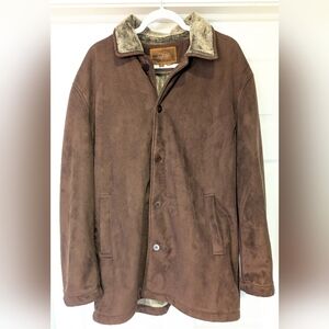 Tasso Elba Fine Menswear NWT $250 Mens Faux Suede/Fur Lined Coat Relaxed Brown